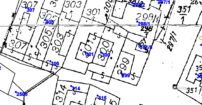 Parcela st. 300 v KÚ Dyjákovičky, Katastrální mapa