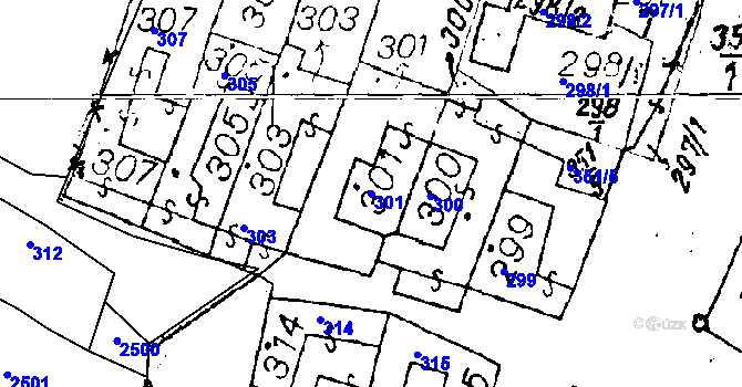 Parcela st. 301 v KÚ Dyjákovičky, Katastrální mapa