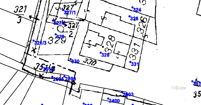 Parcela st. 328 v KÚ Dyjákovičky, Katastrální mapa