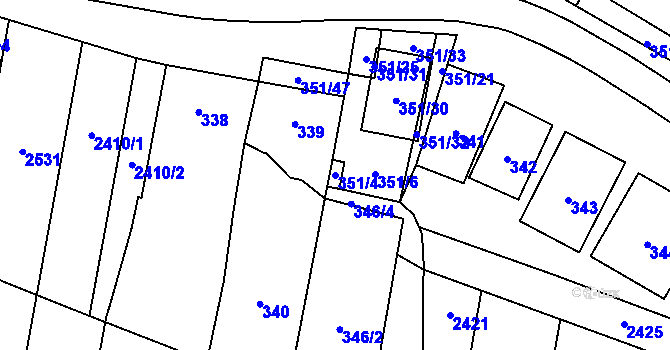 Parcela st. 351/4 v KÚ Dyjákovičky, Katastrální mapa