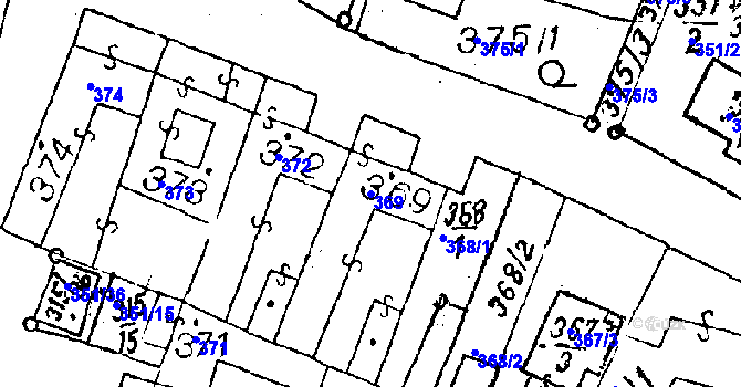 Parcela st. 369 v KÚ Dyjákovičky, Katastrální mapa