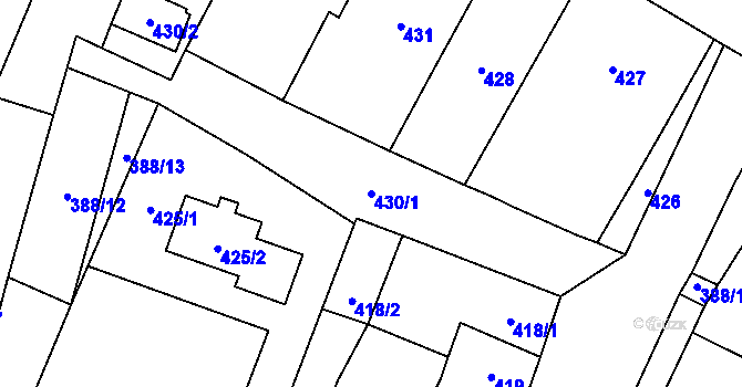 Parcela st. 430/1 v KÚ Dyjákovičky, Katastrální mapa