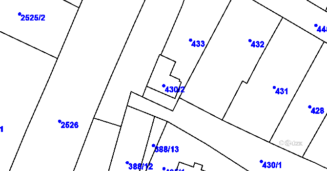 Parcela st. 430/2 v KÚ Dyjákovičky, Katastrální mapa
