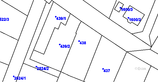 Parcela st. 438 v KÚ Dyjákovičky, Katastrální mapa