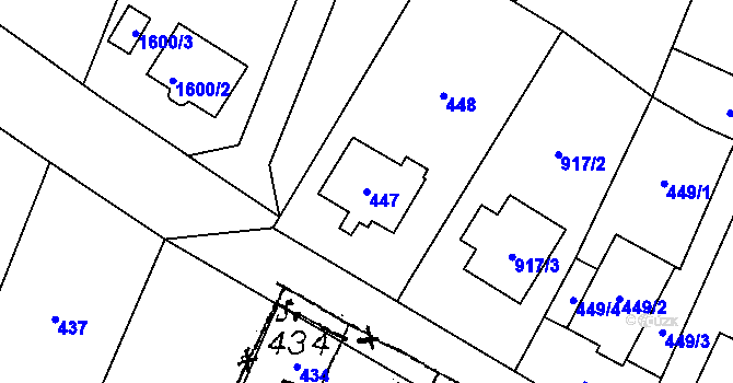 Parcela st. 447 v KÚ Dyjákovičky, Katastrální mapa
