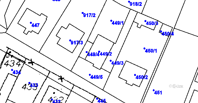 Parcela st. 449/2 v KÚ Dyjákovičky, Katastrální mapa