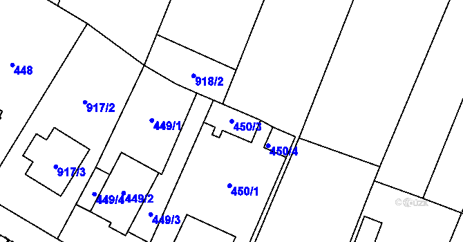 Parcela st. 450/3 v KÚ Dyjákovičky, Katastrální mapa
