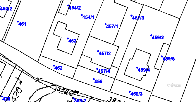Parcela st. 457/2 v KÚ Dyjákovičky, Katastrální mapa