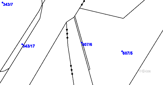 Parcela st. 607/6 v KÚ Dyjákovičky, Katastrální mapa