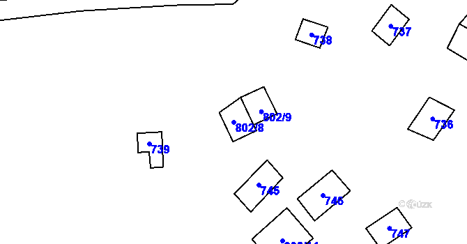Parcela st. 802/8 v KÚ Dyjákovičky, Katastrální mapa