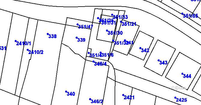 Parcela st. 351/6 v KÚ Dyjákovičky, Katastrální mapa