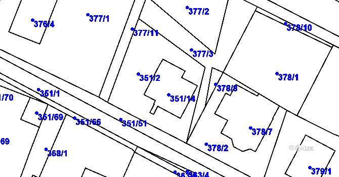 Parcela st. 351/14 v KÚ Dyjákovičky, Katastrální mapa