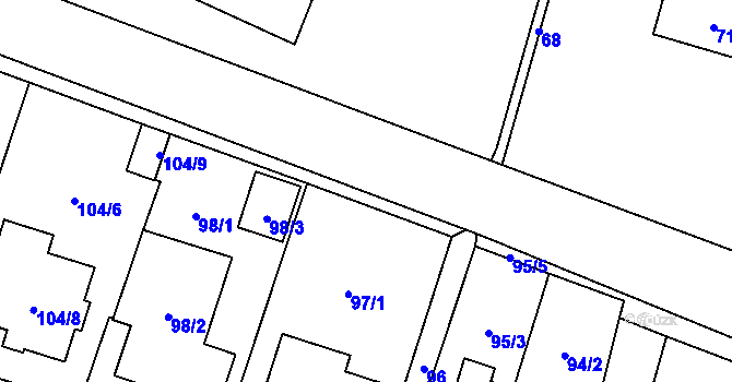 Parcela st. 97/3 v KÚ Dyjákovičky, Katastrální mapa