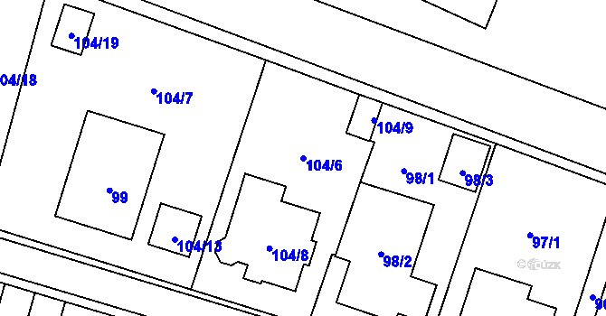 Parcela st. 104/6 v KÚ Dyjákovičky, Katastrální mapa