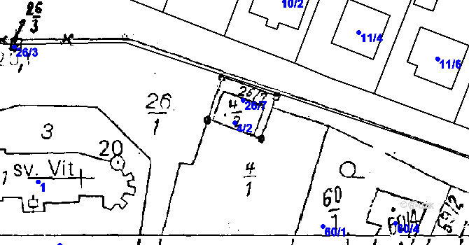 Parcela st. 4/2 v KÚ Dyjákovičky, Katastrální mapa
