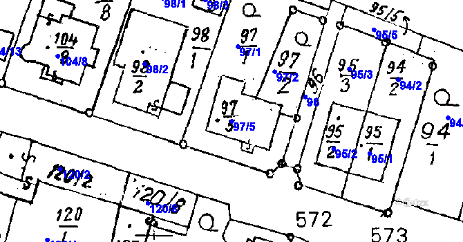 Parcela st. 97/5 v KÚ Dyjákovičky, Katastrální mapa