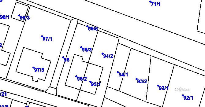 Parcela st. 94/2 v KÚ Dyjákovičky, Katastrální mapa