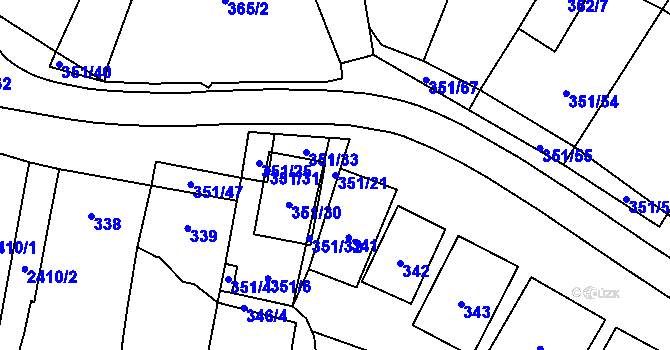 Parcela st. 351/21 v KÚ Dyjákovičky, Katastrální mapa
