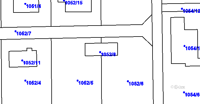 Parcela st. 1052/8 v KÚ Dyjákovičky, Katastrální mapa