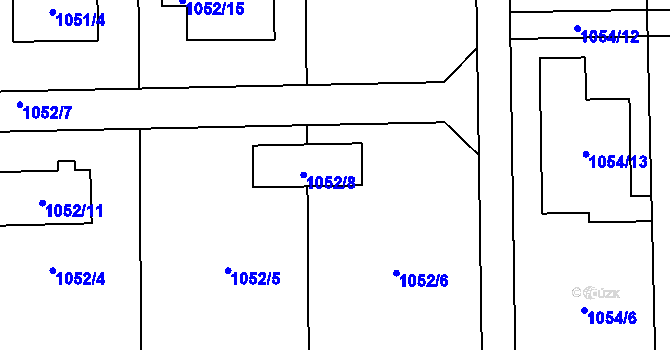 Parcela st. 1052/9 v KÚ Dyjákovičky, Katastrální mapa