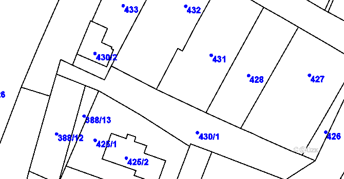 Parcela st. 430/4 v KÚ Dyjákovičky, Katastrální mapa