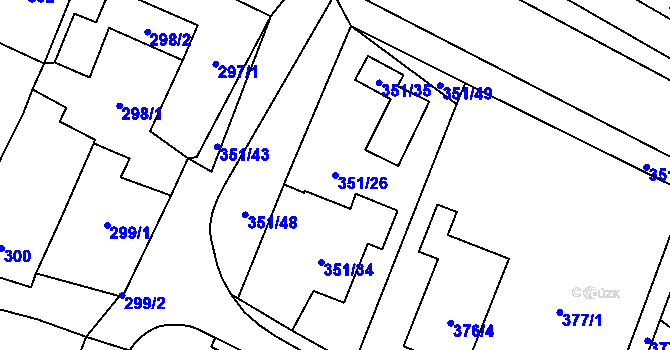 Parcela st. 351/26 v KÚ Dyjákovičky, Katastrální mapa