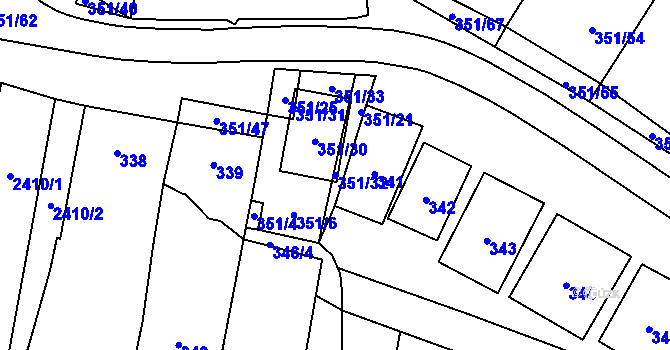 Parcela st. 351/32 v KÚ Dyjákovičky, Katastrální mapa