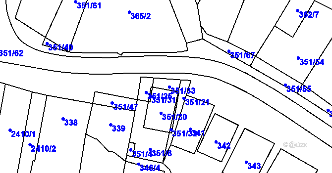 Parcela st. 351/33 v KÚ Dyjákovičky, Katastrální mapa