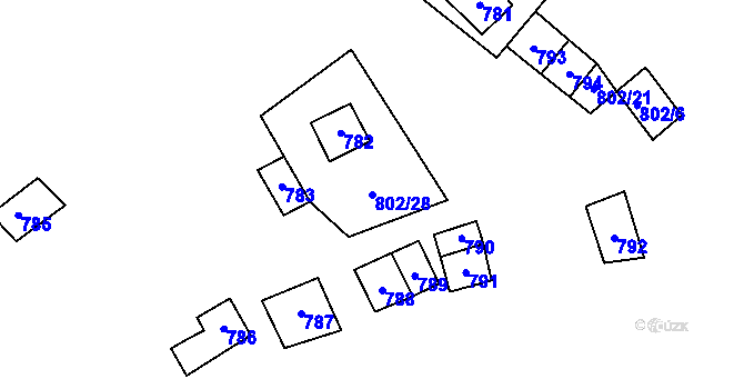 Parcela st. 802/28 v KÚ Dyjákovičky, Katastrální mapa