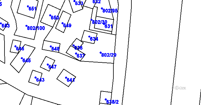 Parcela st. 802/29 v KÚ Dyjákovičky, Katastrální mapa