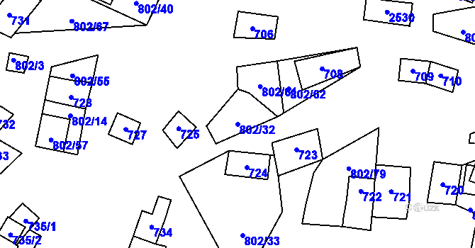 Parcela st. 802/32 v KÚ Dyjákovičky, Katastrální mapa