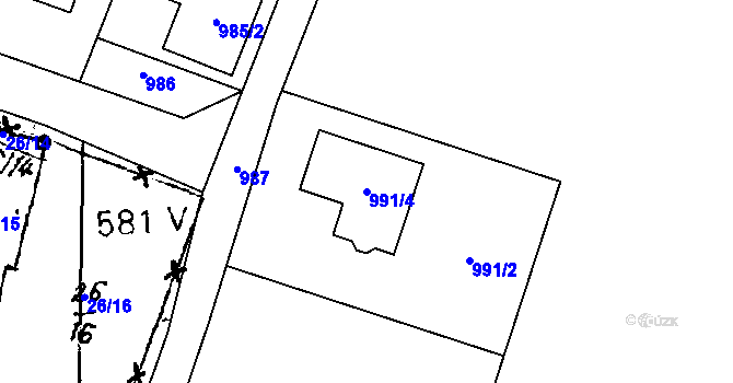 Parcela st. 991/4 v KÚ Dyjákovičky, Katastrální mapa