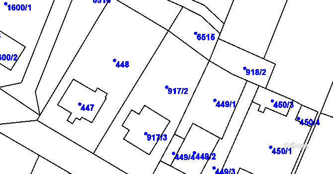 Parcela st. 917/2 v KÚ Dyjákovičky, Katastrální mapa