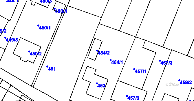 Parcela st. 454/2 v KÚ Dyjákovičky, Katastrální mapa