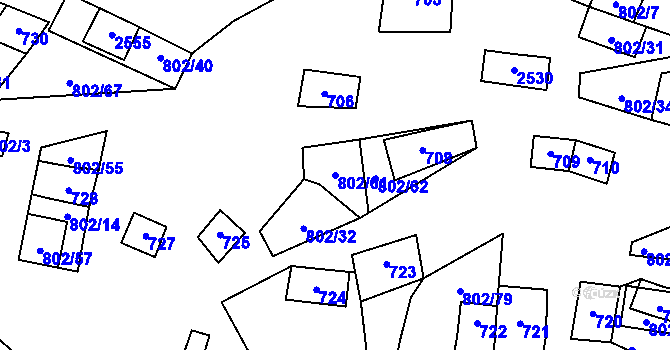 Parcela st. 802/61 v KÚ Dyjákovičky, Katastrální mapa