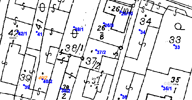 Parcela st. 37/2 v KÚ Dyjákovičky, Katastrální mapa