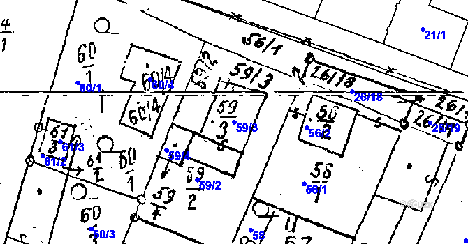 Parcela st. 59/3 v KÚ Dyjákovičky, Katastrální mapa
