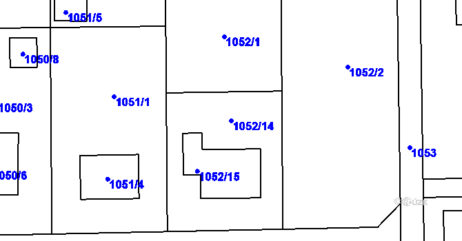 Parcela st. 1052/14 v KÚ Dyjákovičky, Katastrální mapa