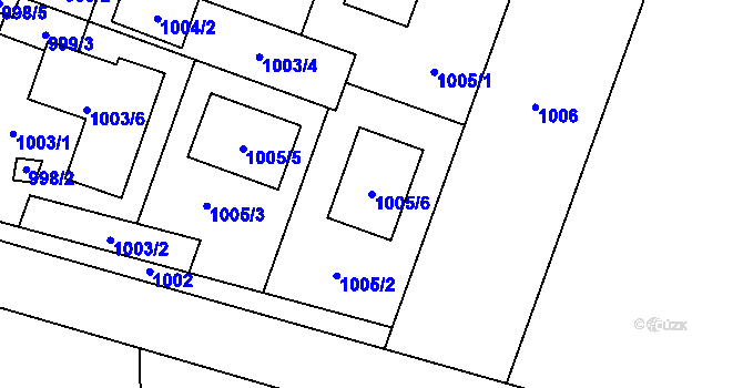 Parcela st. 1005/6 v KÚ Dyjákovičky, Katastrální mapa