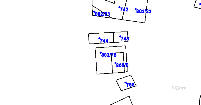 Parcela st. 802/76 v KÚ Dyjákovičky, Katastrální mapa