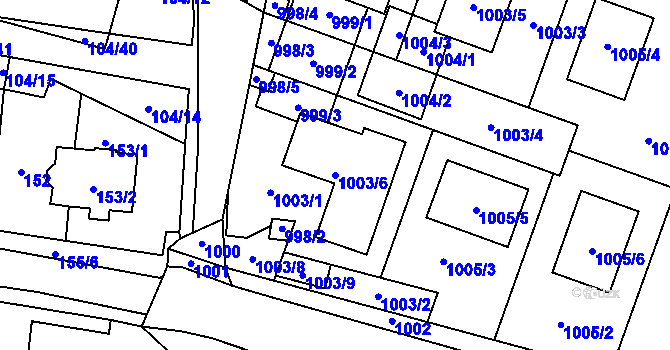 Parcela st. 1003/6 v KÚ Dyjákovičky, Katastrální mapa