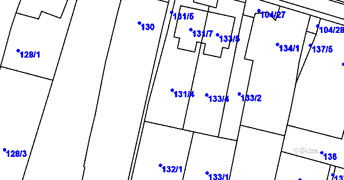 Parcela st. 131/4 v KÚ Dyjákovičky, Katastrální mapa
