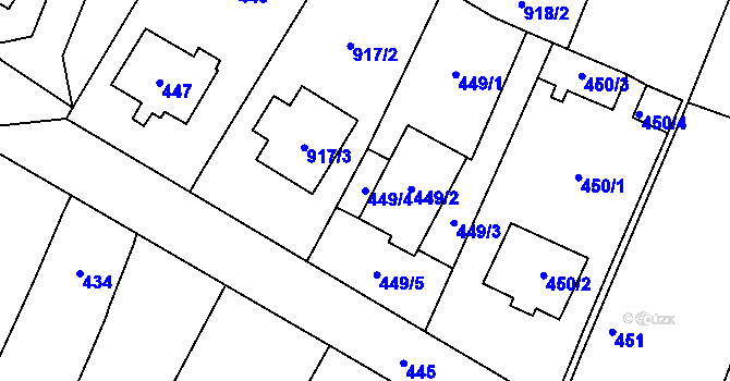 Parcela st. 449/4 v KÚ Dyjákovičky, Katastrální mapa