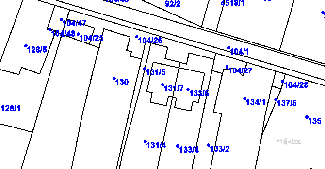 Parcela st. 131/7 v KÚ Dyjákovičky, Katastrální mapa