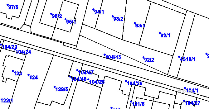 Parcela st. 104/43 v KÚ Dyjákovičky, Katastrální mapa