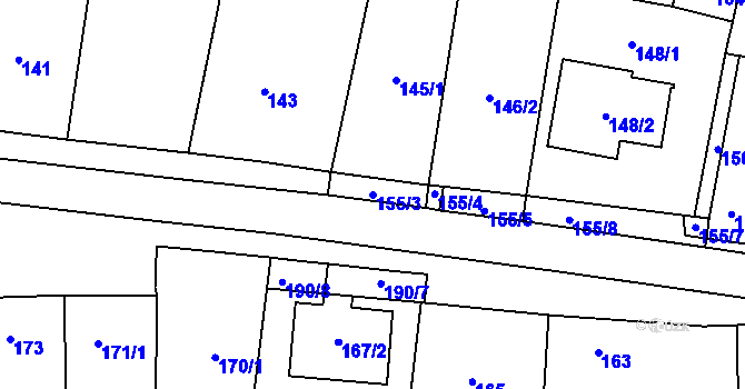 Parcela st. 155/3 v KÚ Dyjákovičky, Katastrální mapa