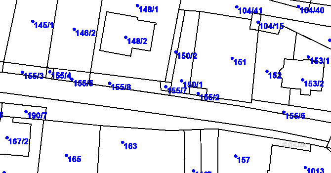 Parcela st. 155/7 v KÚ Dyjákovičky, Katastrální mapa