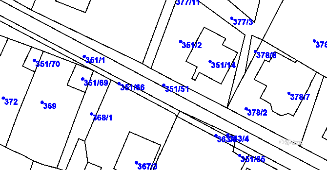 Parcela st. 351/51 v KÚ Dyjákovičky, Katastrální mapa