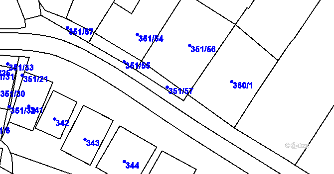 Parcela st. 351/57 v KÚ Dyjákovičky, Katastrální mapa