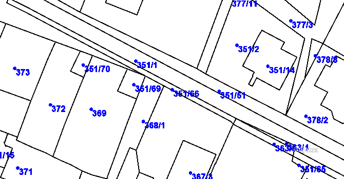 Parcela st. 351/66 v KÚ Dyjákovičky, Katastrální mapa